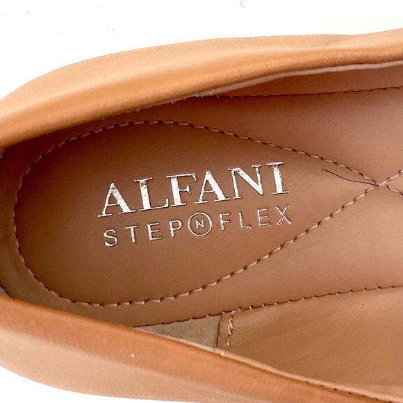 Alfani Womens Neptoon Step n Flex Cognac Faux Leather Square Toe Ballet Sz 5.5M - Picture 9 of 11